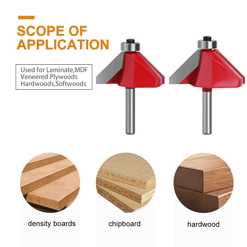 Bevel router bits for angled wood edges and chamfer cuts Bevel Router Bit Wood Chamfer Cutter - Image 1
