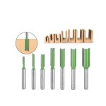 7Pcs Double‑Flute Straight Carbide Router Bit Set