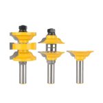 1/2" Shank 3Pcs Door Frame Glue Joint Router Bit Set, One-Shot Forming Solid Wood Gate & Cabinet Door Woodworking Router Bit