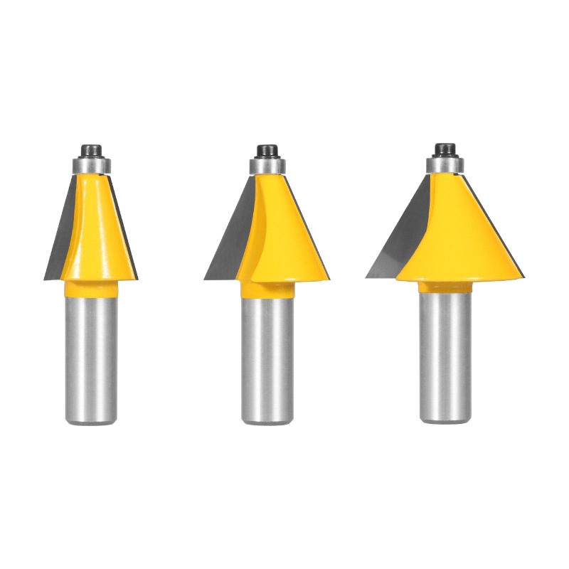 12mm shank 3‑pcs carbide bevel router bit set 22.5° 30° wood milling cutter (2) 12mm Shank 3‑Pcs Carbide Bevel Router Bit Set, 22.5° 30° Woodworking Chamfer Cutter for Milling Machine - Image 1