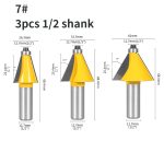 12mm Shank 3‑Pcs Carbide Bevel Router Bit Set, 22.5° 30° Woodworking Chamfer Cutter for Milling Machine - Image 3