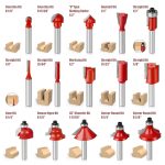 router bit selection: a carbide router bit set for wood trim routers