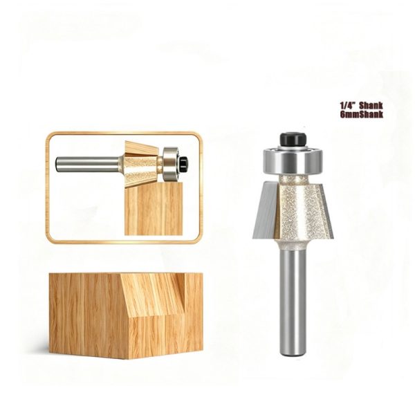 Carbide bevel trimming router bit 15 degree angle wood cutter for panel edge chamfer work