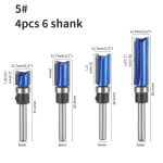 Tungsten‑carbide 2‑flute bearing‑guided straight router bit set for wood trimmer edge processing