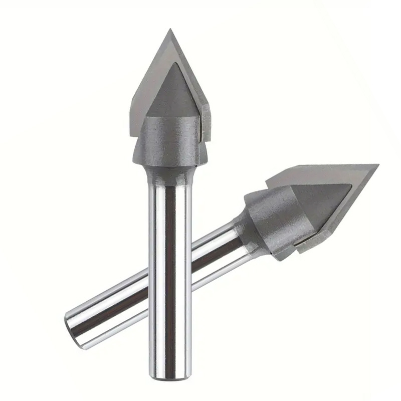 60 degree V type wood router bit for pattern carving and integrated wall panel folding grooving (3) Woodworking V Groove Router Bit, 60° Engraving Cutter for Decorative Pattern and Wall Panel Folding - Image 1