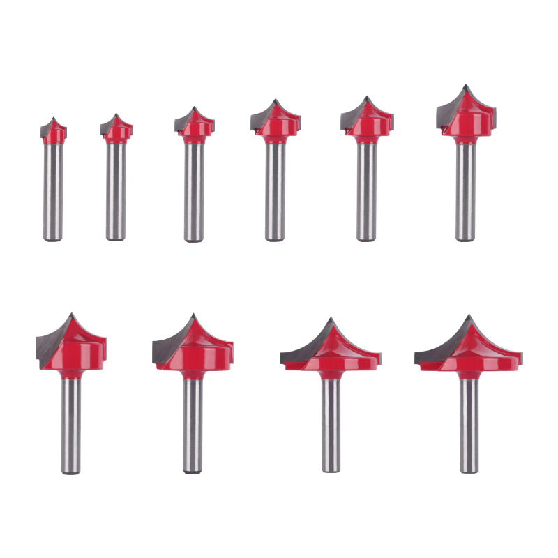 6mm shank red pointed‑tip carbide carving router bit for wood door panel CNC engraving (1) Red Pointed Tip Carbide Router Bit 6mm Shank, Woodworking Milling Cutter for CNC Decorative Engraving - Image 1