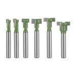 6Pcs Keyhole Router Bit Set Green, Double Flute Tungsten Steel T Slot Cutter for Picture Frame Hanging Hole