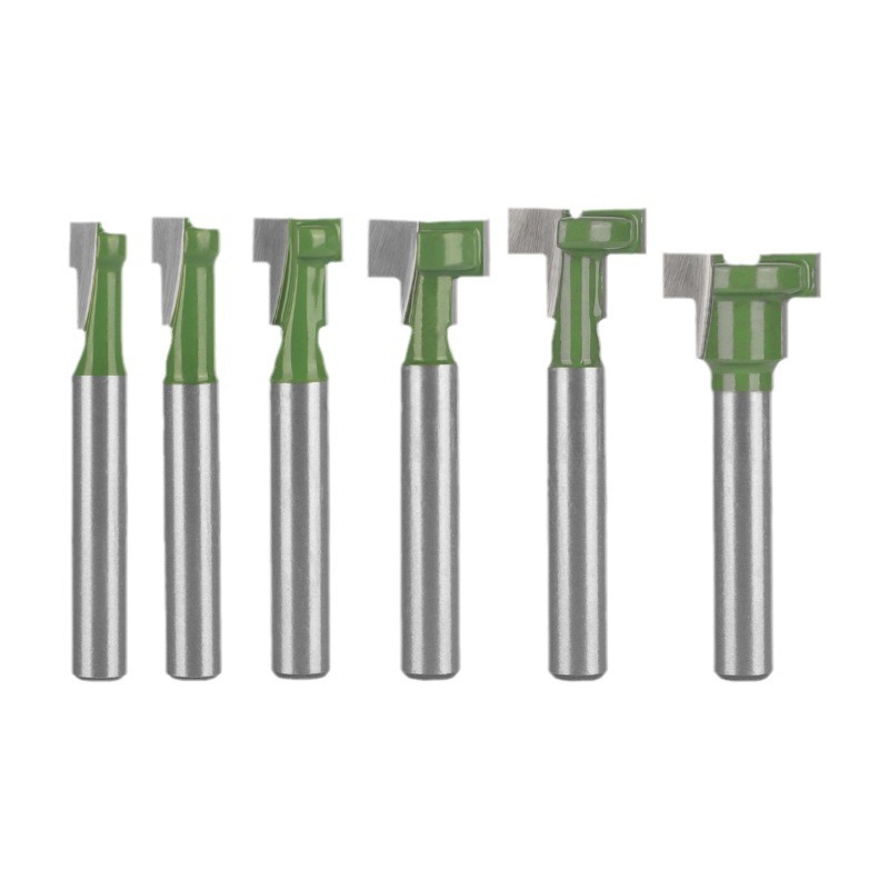 6pcs green keyhole router bit set, double flute tungsten steel cutter for picture frame hanging hole (1) 6Pcs Keyhole Router Bit Set Green, Double Flute Tungsten Steel T Slot Cutter for Picture Frame Hanging Hole - Image 1