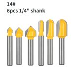 Round Bottom Router Bit Set, Yellow 6Pcs Carbide Milling Cutters for Grooving & Edge Trimming, Fits Electric Wood Routers - Image 2