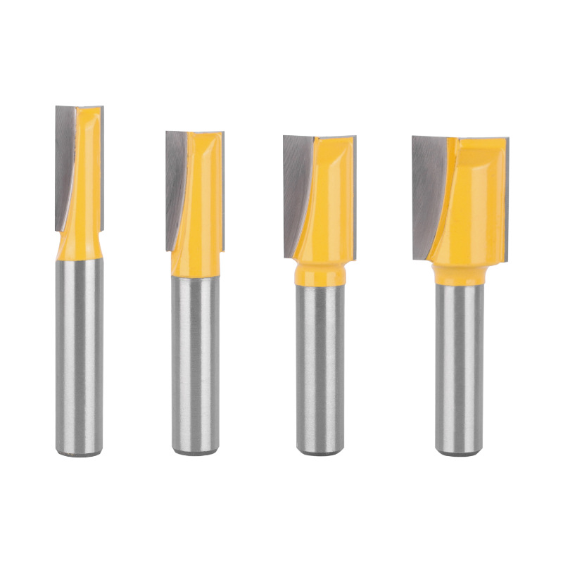 8mm shank 4‑pcs bottom cleaning router bits set, wood flat‑bottom cutters for grooving, lock hole and spoilboard surfacing (2) Router bit buying guide - assorted carbide router bit set for woodworking projects