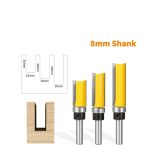 Tungsten carbide 2‑flute single‑bearing flush‑trim router bit set for wood trimmer edge processing