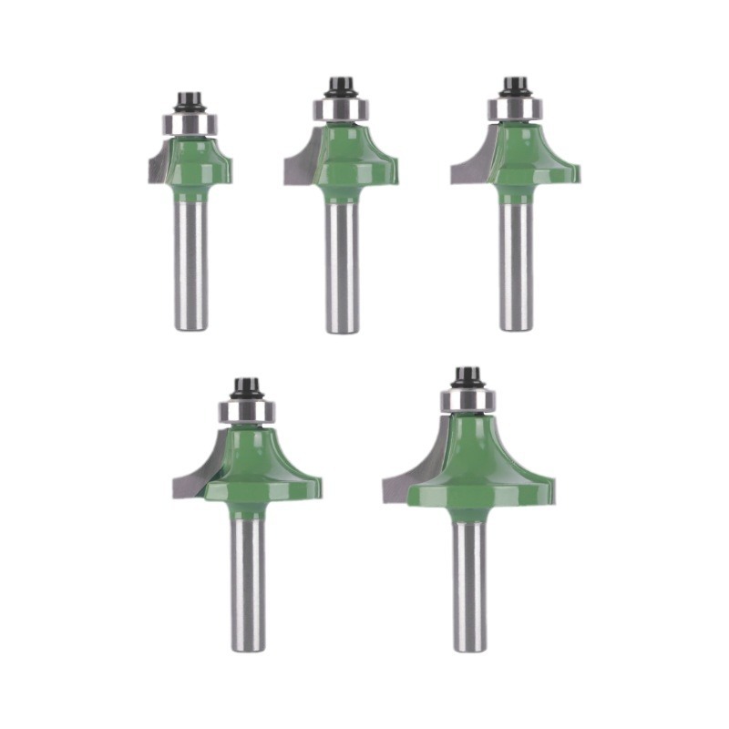 8mm shank 6-pcs carbide roundover router bit set wood grooving R chamfer cutter (1) 8mm Shank 6-Pcs Carbide Roundover Router Bit Set, R Chamfer Grooving Milling Cutter for Trimmer & Engraving Machine - Image 1