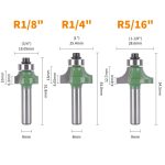 8mm Shank 6-Pcs Carbide Roundover Router Bit Set, R Chamfer Grooving Milling Cutter for Trimmer & Engraving Machine - Image 2