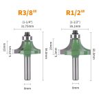 8mm Shank 6-Pcs Carbide Roundover Router Bit Set, R Chamfer Grooving Milling Cutter for Trimmer & Engraving Machine - Image 3