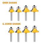 Premium 4‑Piece Carbide Roundover Bit Set, Wood Radius Edge Trimming Milling Cutter