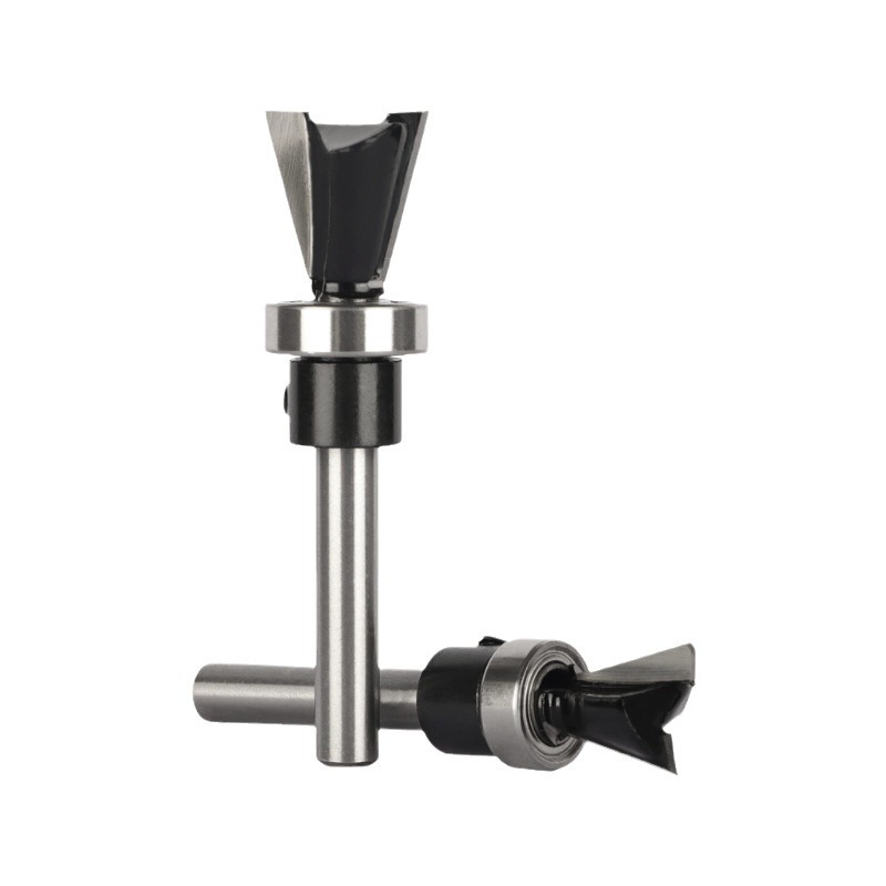 Bearing profiling rebate tenon bit 14 shank, dovetail joint woodworking router bit for engraving machine (3) Bearing Rebate Router Bit, 1/4 Shank Tenon Bit Dovetail Joint Bit for Woodworking Engraving Machine - Image 1