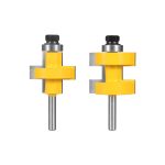 Bearing Square Tooth Glue Joint Router Bit 2Pcs Set, Concave Convex Male Female Wood Panel Splice Woodworking Router Bit