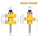Bearing Square Tooth Glue Joint Router Bit 2Pcs Set, Concave Convex Male Female Wood Panel Splice Woodworking Router Bit - Image 2