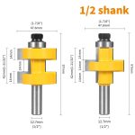 Bearing Square Tooth Glue Joint Router Bit 2Pcs Set, Concave Convex Male Female Wood Panel Splice Woodworking Router Bit - Image 3