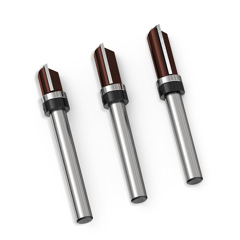 Bearing straight cutter woodworking trimming machine with top bearing trimming cutter (3) Bearing Straight Cutter Woodworking Trimming Router Bit with Top Bearing, 8mm Shank - Image 1