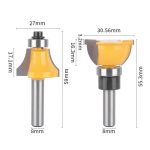 Reverse Taper Arc Combo Wood Router Bit with Bearing, 8/12mm Shank Tungsten Carbide Door Frame Profiling Cutter - Image 2