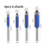 Bearing Straight Wood Router Bit Kit 8 Pieces, Tungsten Carbide Milling Cutters for Trimmer Wood Grooving - Image 2