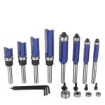 Bearing Straight Wood Router Bit Kit 8 Pieces, Tungsten Carbide Milling Cutters for Trimmer Wood Grooving