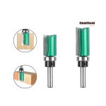 Wood trimmer bit installation: bearing-guided 2-flute flush trim router bit for woodworking