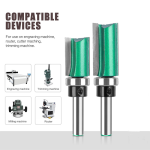 Flush Trim Router Bit, Bearing‑Guided 2‑Flute Carbide Straight Edge Grooving Bit for Woodworking Engraver - Image 2