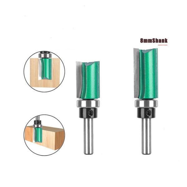 Wood trimmer bit installation: bearing-guided 2-flute flush trim router bit for woodworking