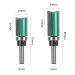 Multipurpose bearing‑guided 2‑flute router bit for wood router, CNC engraver straight‑edge processing