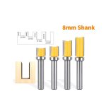 8mm shank 12.7mm dia 2‑flute carbide flush‑trim bit with bearing guide for wood edge trimming work