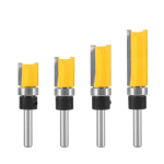 Carbide bearing‑guided woodworking straight cutter for grooving and flush‑trim edge copying