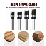 Tungsten‑carbide flush‑trim bit with bearing guide for wood router copy‑template grooving work