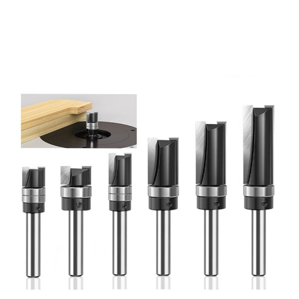 Carbide bearing‑guided woodworking straight cutter for grooving, profiling and wood edge flush trimming