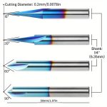 Blue Coated V Groove CNC Wood Carving Bit Set, Chamfer & Centering Milling Cutter - Image 4