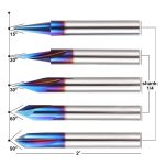 Types of router bits shown as a V-groove and chamfer cutter set