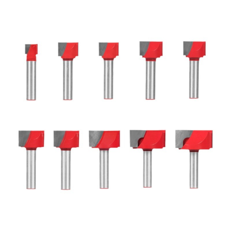 Close‑up red bottom cleaning router bit, flat‑groove cutter for wood CNC machining (3) Bottom Cleaning Router Bit, 10‑32mm Cutting Diameter CNC Woodworking Grooving Flat Bottom Cutter - Image 1