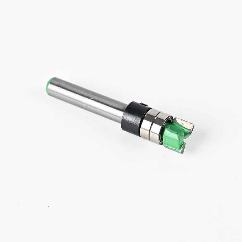 Close‑up view of bearing‑guided bottom cleaning router bit for woodworking slot cleaning (2) Bearing Guided Pattern Bottom Cleaning Router Bit, Carbide Wood Cutter for Trimmer Grooving - Image 1
