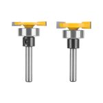 Double Flute T Type Router Bit 1/4 Inch Shank, Single Bearing Grooving Milling Cutter for Woodworking Trimmer