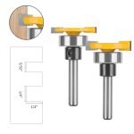 Double Flute T Type Router Bit 1/4 Inch Shank, Single Bearing Grooving Milling Cutter for Woodworking Trimmer - Image 2
