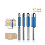 Double bearing guided double flute straight cut router bit wood cutter head for wood edge trimming