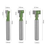 Green 3-Piece Wood Keyhole Router Bit Kit, T-Slot Milling Cutter for Wooden Frame Hanging Slot Machining - Image 3