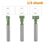 Green 3-Piece Wood Keyhole Router Bit Kit, T-Slot Milling Cutter for Wooden Frame Hanging Slot Machining - Image 2