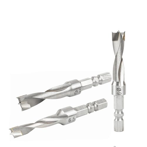 Hex shank industrial 3-in-1 wood drill bit two cutting edge three point reversible wood hole opener (1) Hex Shank Industrial Dowel Drill Bit, 3-in-1 Two Cutting Edge 3 Point Wood Hole Cutter, Reversible Wood Drill Bit - Image 1