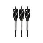 Extended Hex Shank 4 Edge Wood Auger Bit, 4 Flute Wood Boring Bit for Door Lock Hole Drilling