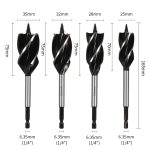 Extended Hex Shank 4 Edge Wood Auger Bit, 4 Flute Wood Boring Bit for Door Lock Hole Drilling - Image 2