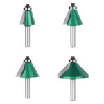 Multi‑Angle 4‑Piece Bevel Carbide Router Bit Kit, Wood Bevel‑Edge Milling Cutter for Trimming & Engraving