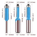 Carbide single bearing guided trimming router bit with 1/4" 1/2" shank for wood workpiece edge trimming