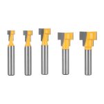 5Pcs Yellow Keyhole Router Bit Set, Tungsten Steel Lock Hole Cutter for Picture Frame Hanging Slot
